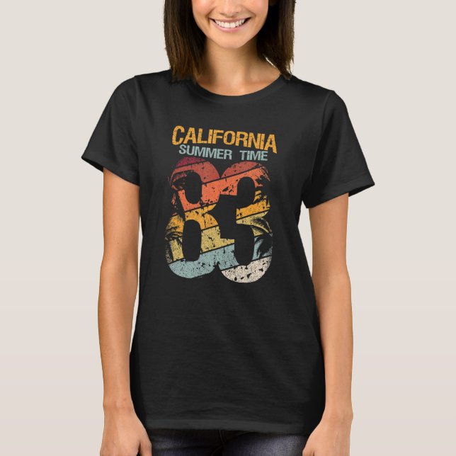 T-shirt Californie Heure d'été 83 Plage Père Noël Cruz Sur (Devant)