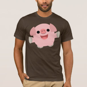 T-shirt câlin de porc de bande dessinée