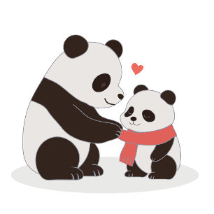 T-shirt Câlins Chaleureux, Amour de Panda