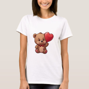 T-shirt Câlins Chaleureux : Ours d'Amour avec Ballon en Fo