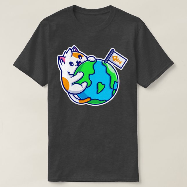 T-shirt Câlins de chat mignon monde (Design devant)