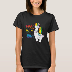 T-shirt Câlins Gratuits Maman Cœur Arc-en-ciel Lama Fierté