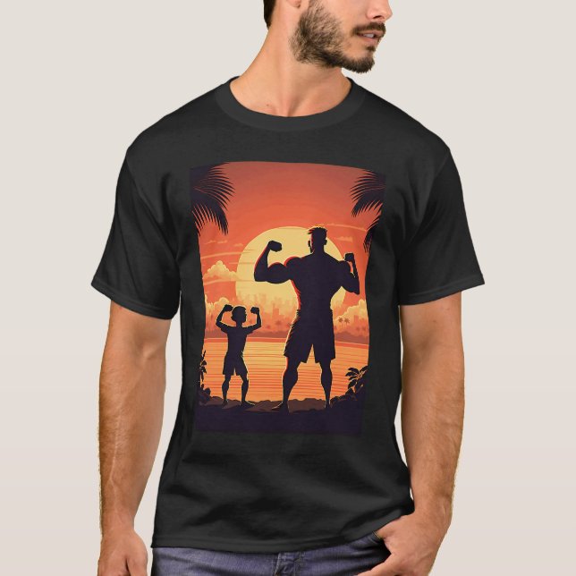 T-shirt Calisthénisme Exercice Enthousiaste Père Et Fils D (Devant)