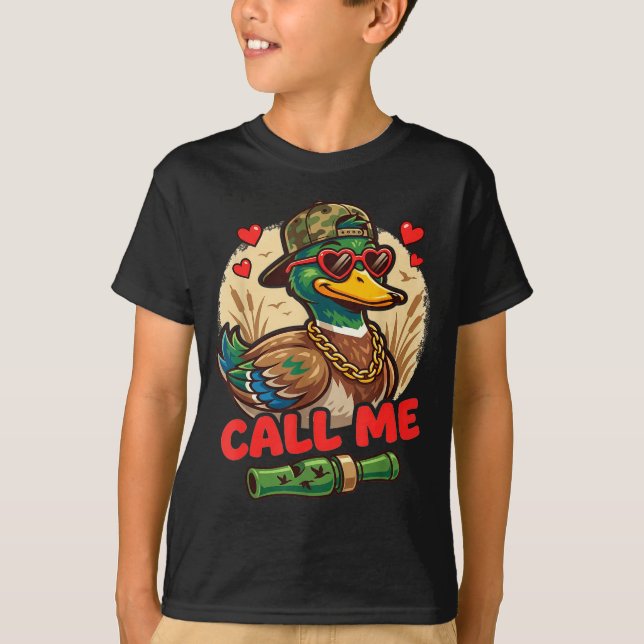 T-shirt Call Me Duck Hunting Retro Valentine's Day Men Wom (Devant)