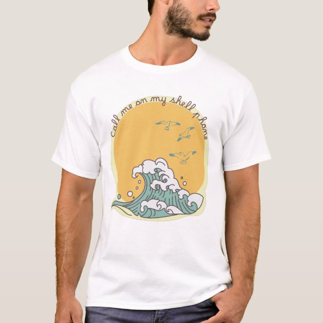 T-shirt Call Me on My Shell Phone Beach Lovers (Devant)