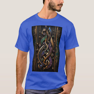 T-shirt Calligraphie Abstraite 3D avec Pierres Précieuses