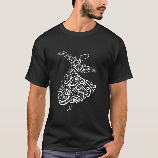 T-shirt Calligraphie arabe Dervish Dervis Mevlana Rumi (Devant)