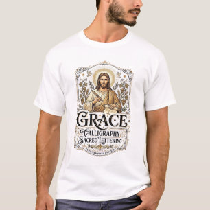 T-shirt Calligraphie de grâce lettrage sacré Jésus Calligr