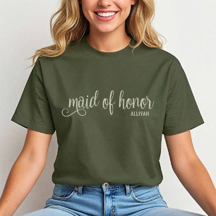 T-shirt Calligraphie naturelle sur Fatique Maid of Honor