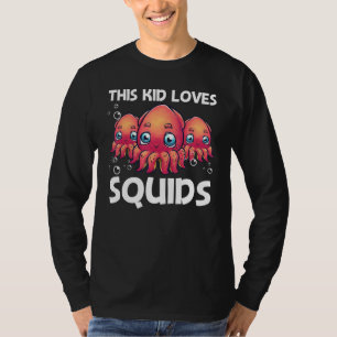 T-shirt Calmar Pour Enfants Garçons Octopus Shore Kraken C
