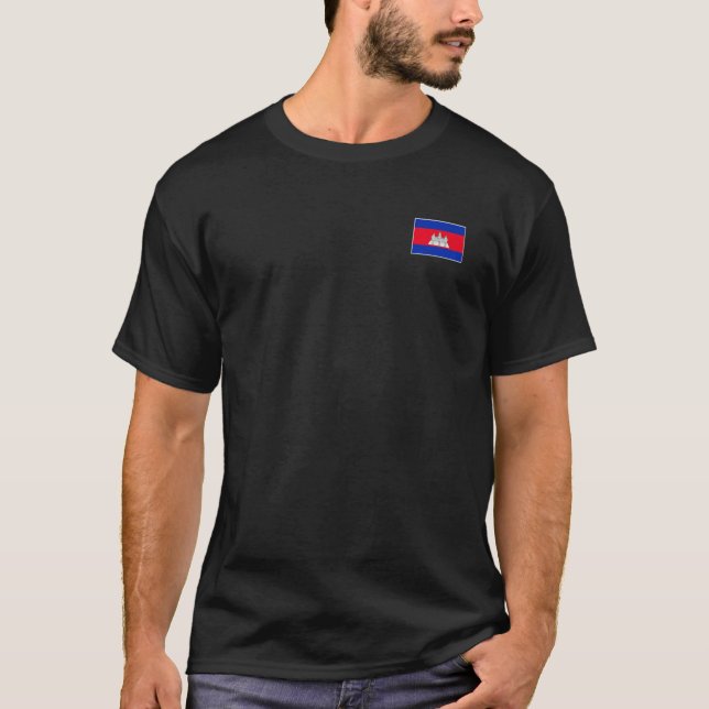 T-shirt Cambodge Drapeau Avec Colo National Cambodgien Vin (Devant)