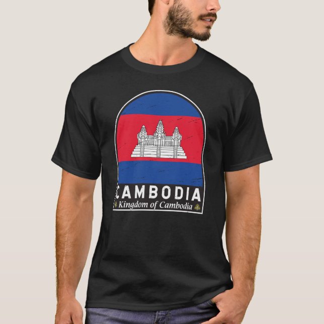 T-shirt Cambodge - Emblème Distorsion Vintage (Devant)