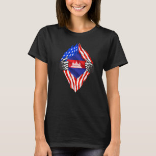 T-shirt Cambodge Racines Drapeau américain Patriotique cam