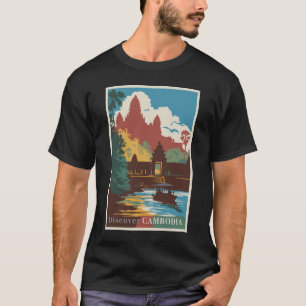 T-shirt Cambodge Temple Illustration Voyage Art Vintage