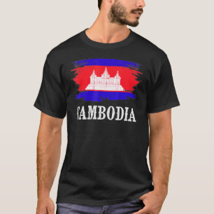 T-shirt Cambodge vintage Drapeau I Love Cambodge