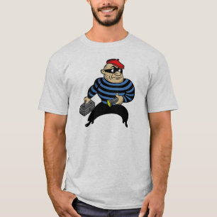T-shirt cambrioleur de chat de dessin de style ré