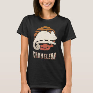 T-shirt Caméléon Vintage Rétro Classique Animal Soleil Cou