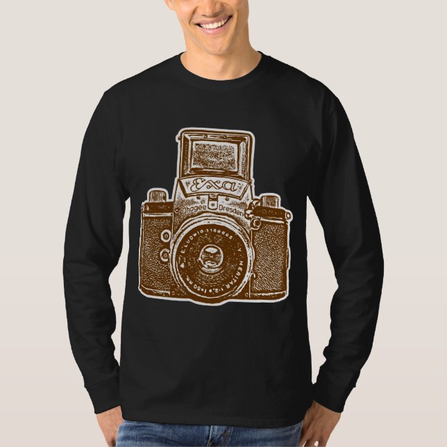T-shirt Caméra géante est-allemande - Brown et blanc (Devant)