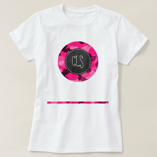 T-shirt Caméra rose profond ; aspect tableau noir (Design devant)