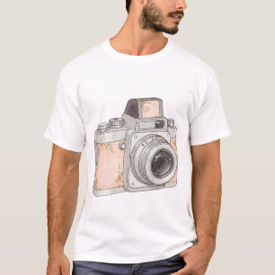 T-shirt Caméra vintage avec fleur
