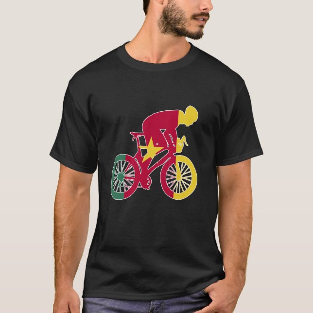 T-shirt Cameroun Biker Nation Rider Flags du monde (Devant)