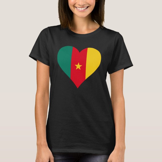 T-shirt Cameroun Drapeau Coeur Cameroun Aimer Cameroun Cam (Devant)