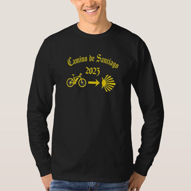 T-shirt Camino De Santiago 2023 Bicycle Arrow Jaune Scall (Devant)