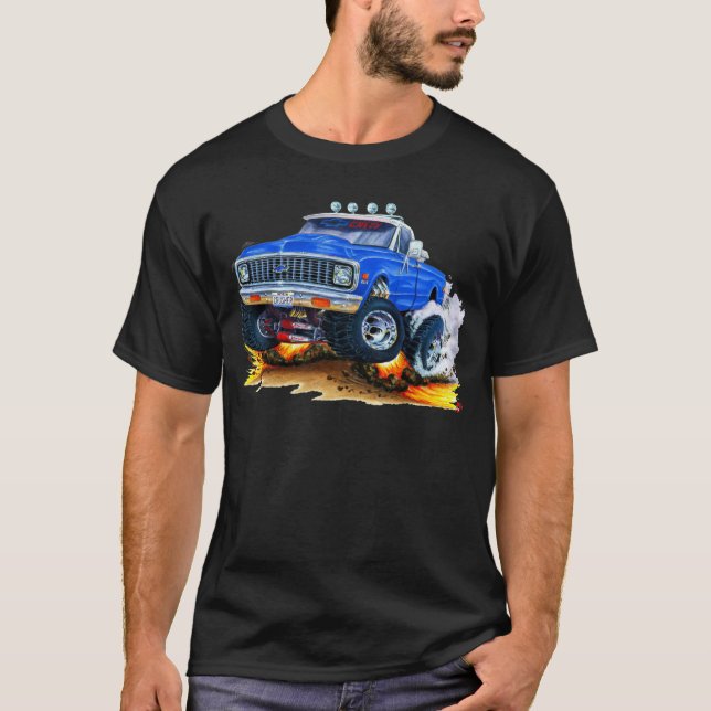 T-shirt Camion 1970-72 de bleu de Chevy CK1500 (Devant)