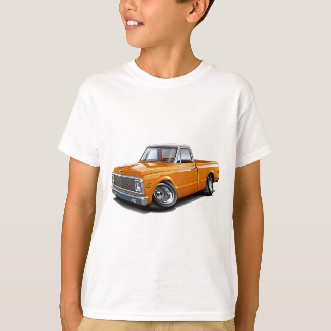 T-shirt Camion 1970-72 supérieur Orange-Blanc de Chevy C10 (Devant)