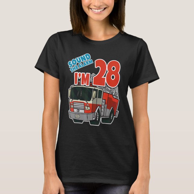 T-shirt Camion à feu 28e anniversaire pompier Garçons Tw (Devant)