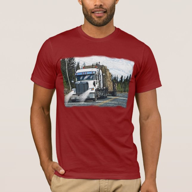 T-shirt Camion blanc avec balles de foin pour camions (Devant)