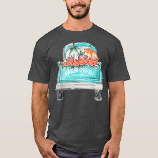 T-shirt Camion Citrouille Fraîche De Ferme Joyeux Automne