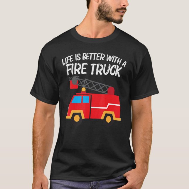 T-shirt Camion cool-Feu Pour Hommes Femmes Camion-Feu Pour (Devant)