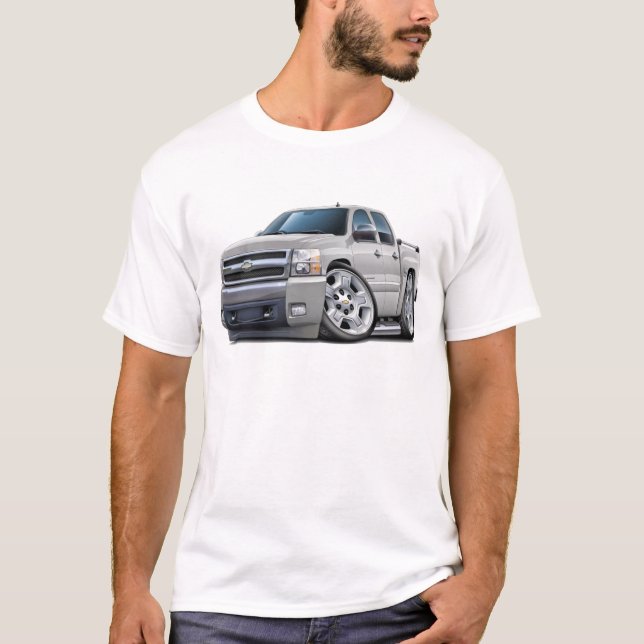T-shirt Camion de blanc de Chevy Silverado Dualcab (Devant)