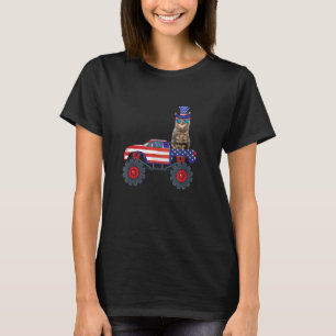 T-shirt Camion de chat 4 juillet famille jumelée USA Patri