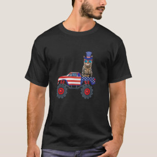 T-shirt Camion de chat 4 juillet famille jumelée USA Patri