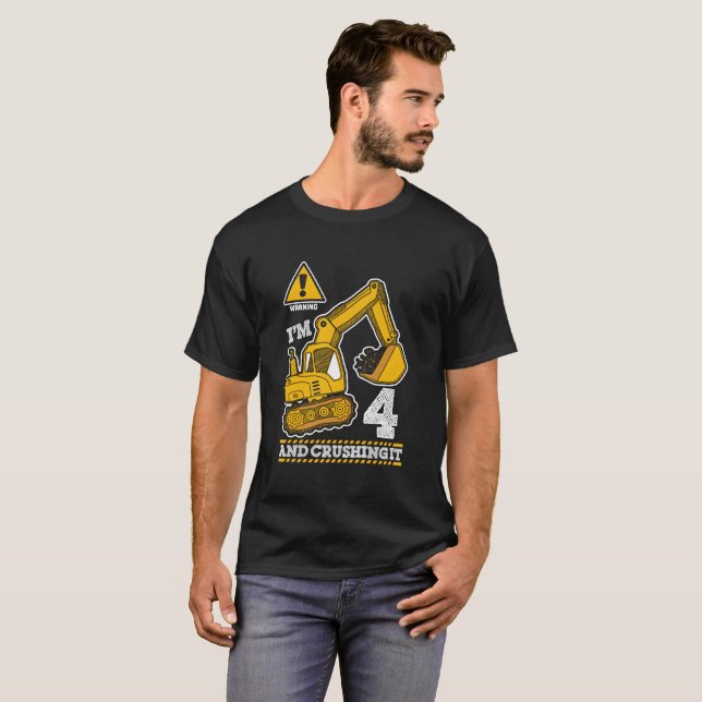 T-shirt Camion de construction 4e 4 excavatrice constructe (Devant entier)