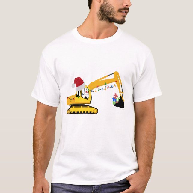 T-shirt Camion de construction de l'excavatrice de Noël (Devant)