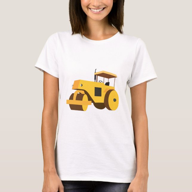 T-shirt Camion de construction de rouleau routier (Devant)