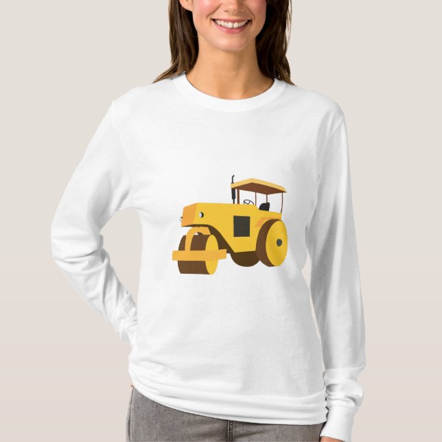 T-shirt Camion de construction de rouleau routier (Devant)