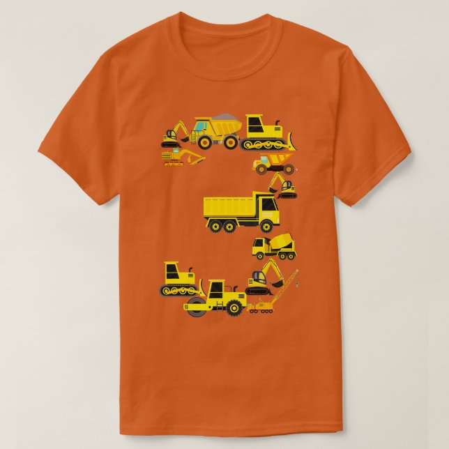 T-shirt Camion de construction pour enfants 3e anniversair (Design devant)