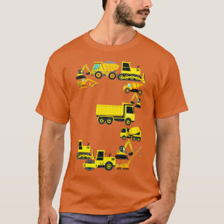 T-shirt Camion de construction pour enfants 3e anniversair