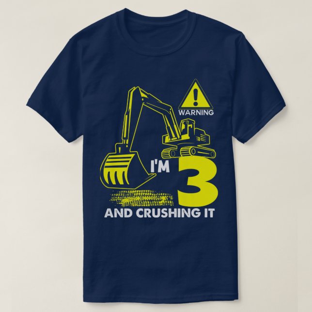 T-shirt Camion de construction pour enfants 3e anniversair (Design devant)