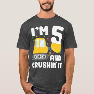 T-shirt Camion de construction pour enfants 5e anniversair