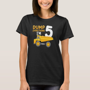 T-shirt Camion de construction pour enfants 5e anniversair