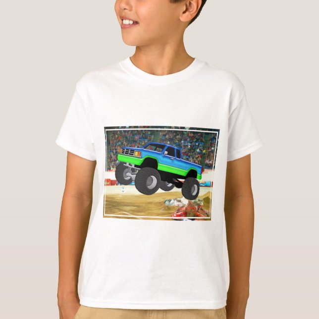 T-shirt Camion de monstre merveilleux dans l'arène (Devant)