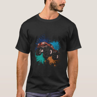 T-shirt Camion de Motocross Encre Éclaboussure Sports Cour