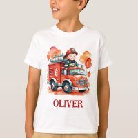 Camion de pompiers mignon et pompier