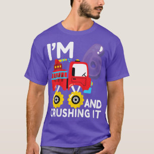 T-shirt Camion de pompiers monstre pour enfants 6e anniver