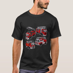 T-shirt Camion de pompiers Secourt Moteur Échelle Camions